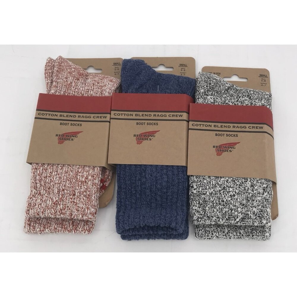 Red Wing Shoes Cotton Ragg Crew Socks Women’s Size 4-7 Mens 3-6 Three Pairs Blue